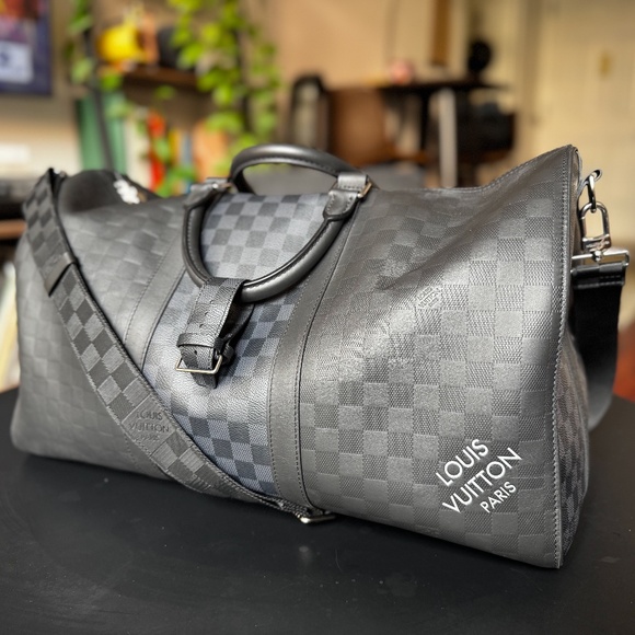 Louis Vuitton Keepall Bandoulière 50 Damier Graphite Leather & Canvas Split Duff - Picture 1 of 16